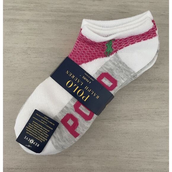 Polo Ralph Lauren Womens Assorted Color Size 9-11 No Show Socks 6 Pack - Picture 3 of 5